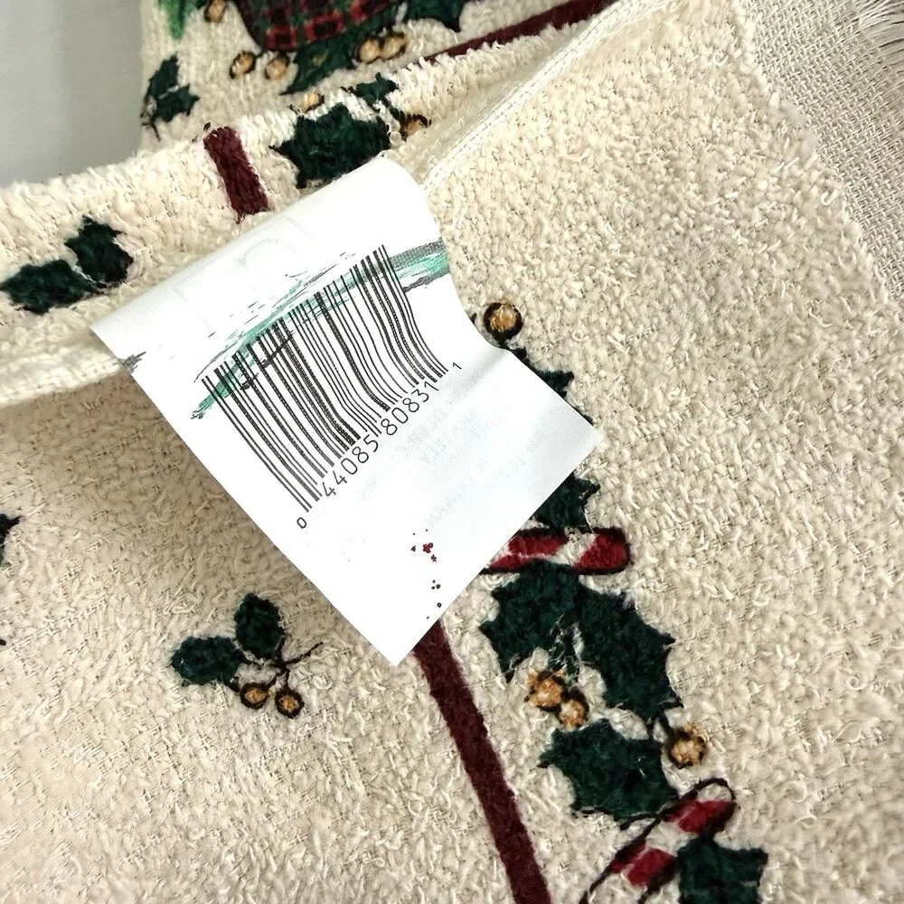 Vtg Cecil Saydah Christmas 2pc Kitchen Towels Dish Wreath Apples Cotton Xmas NWT